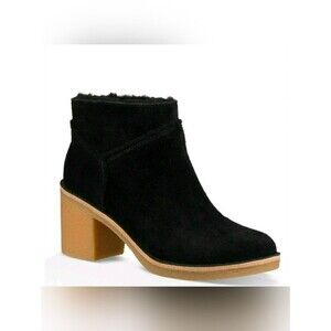 UGG Boots Women's 8.5 Black Suede Block Heel Kasen Chunky Water Resistent Winter